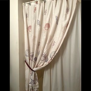 Sonoma Seashell Shower Curtain and Shells Curtain Hooks Set